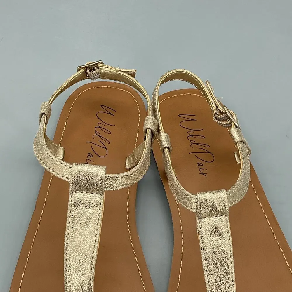 NEW Wild Pair Women’s Krisleyy Thong Sandals Gold Size 6.5M